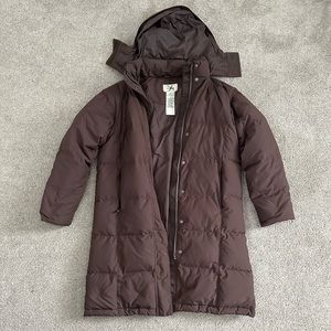 LL Bean Brown Long Puffer Jacket - XS Petite